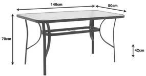 Τραπέζι Valor μέταλλο καφέ-γυαλί 140x80x70εκ 140x80x70 εκ.