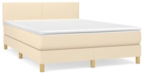 vidaXL Κρεβάτι Boxspring με Στρώμα Κρεμ 140x190 εκ. Υφασμάτινο