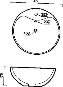 Ceramita F347 ∅45x17 - Επιτραπέζιος νιπτήρας μπανιου