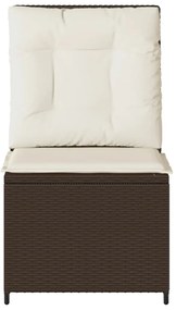 vidaXL Καναπές Κήπου Ανακλινόμενος Καφέ Συνθ. Ρατάν με Μαξιλάρια