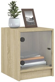 vidaXL Κομοδίνα με Γυάλινες Πόρτες 2 τεμ. Sonoma Δρυς 35x37x42 εκ.