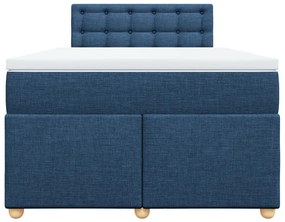 vidaXL Κρεβάτι Boxspring με Στρώμα Μπλε 120x190 εκ. Υφασμάτινο