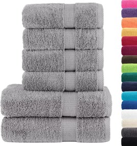 vidaXL Πετσέτες Premium Σετ 6 Τεμ. SOLUND Γκρι 600 γρ/μ²