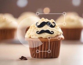 Intra Συλλεκτικό Ξύλινο Παζλ Plywood  4mm - Cupcake με μουστάκι με φλιτζάνι καφέ Σε Ξύλινο Κουτί - Διαστάσεις: 10x10 cm – 25 κομμάτια