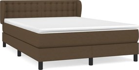 vidaXL Κρεβάτι Boxspring με Στρώμα Σκούρο Καφέ 140x190 εκ. Υφασμάτινο