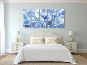 Εικόνα 5 τμημάτων μπλε και λευκά λουλούδια ορτανσίας - 100x50