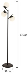 ΦΩΤΙΣΤΙΚΟ ΔΑΠΕΔΟΥ ΜΕΤΑΛΛΙΚΟ ΜΑΥΡΟ 3ΦΩΤΟ ΜΕ ΛΕΥΚΟΥΣ ΓΛΟΜΠΟΥΣ HM7433.01 30x175cm - Μέταλλο - HM7433.01