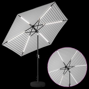 vidaXL Ομπρέλα Κήπου με LED Φώτα και Βάση 270 x 270 εκ Πολυεστέρας
