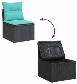 vidaXL Σαλόνι Κήπου Σετ 4 Τεμαχίων με Μαξιλάρια Μαύρο Συνθετικό Ρατάν