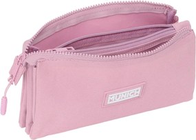 Τριπλή Κασετίνα Munich Basic Ροζ 22 x 12 x 3 cm