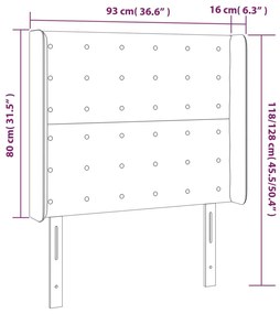 Κεφαλάρι με Πτερύγια Μαύρο 93x16x118/128 εκ. Βελούδινο - Μαύρο