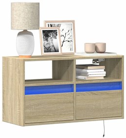 Έπιπλο Τοίχου Τηλεόρασης με LED Sonoma Δρυς 80x31x45 εκ.