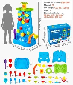 VEVOR Sand &amp; Water Table for Toddlers Double-Sided Kids Activity Waterfall Table