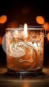 Intra Συλλεκτικό Ξύλινο Παζλ Plywood 4mm - Γυάλινο κερί στο τραπέζι με πορτοκαλί φόντο Σε Ξύλινο Κουτί - Διαστάσεις: 10x10 cm – 25 κομμάτια