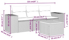 ΣΕΤ ΚΑΝΑΠΕ ΚΗΠΟΥ 4 ΤΕΜ. ΜΠΕΖ ΣΥΝΘΕΤΙΚΟ ΡΑΤΑΝ ΜΕ ΜΑΞΙΛΑΡΙΑ 3257648