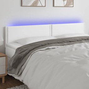 Κεφαλάρι Κρεβατιού LED Λευκό 200x5x78/88 εκ. Συνθετ. Δέρμα 3121581