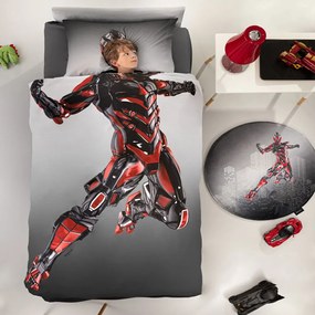 Παπλωματοθήκη Παιδική Bionic Suede (Σετ 2τμχ) Grey-Red Saint Clair Single 165x225cm Cotton-Microfiber