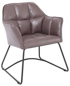 POLLY Πολυθρόνα Μέταλλο Βαφή Μαύρο, Ύφασμα Suede Cappuccino 64x65x80cm