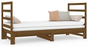 vidaXL Καναπές Κρεβάτι Συρόμενος Μελί 2x(90x190) εκ. Μασίφ Ξύλο Πεύκου