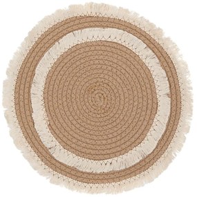 Σουπλά Ψάθινο Boho Λευκό-Μπεζ Φ35εκ. iliadis 90099