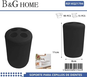 Θήκες οδοντόβουρτσας πλαστικές σε σετ 5Χ - Black - 21794