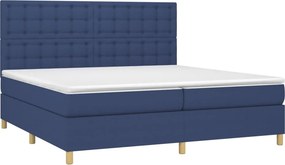 vidaXL Κρεβάτι Boxspring με Στρώμα Μπλε 200x200 εκ. Υφασμάτινο