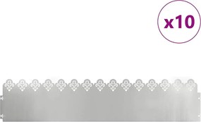 vidaXL Περιγράμματα γκαζόν 10 pcs Ασημί 103 x 0,05 x 22 εκ