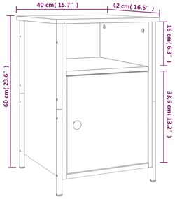 Κομοδίνο Καφέ Δρυ 40 x 42 x 60 εκ. από Επεξεργασμένο Ξύλο - Καφέ