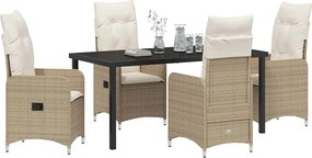 vidaXL Σέτ φαγητού για κήπο 5 pcs Μπεζ συνθετικό ρατάν