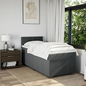 vidaXL Κρεβάτι Boxspring με Στρώμα Σκούρο Γκρι 100x200 εκ. Υφασμάτινο