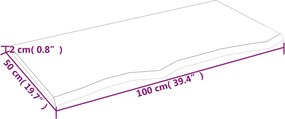 vidaXL Πάγκος Μπάνιου Αν. Καφέ 100 x 50 x 2 εκ. Επεξεργ. Μασίφ Ξύλο