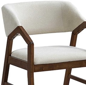 Πολυθρόνα Livia pakoworld rubberwood σε καρυδί-εκρού απόχρωση 47.5x54.5x78εκ