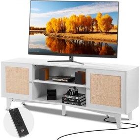 Βάση τηλεόρασης VEVOR Rattan 191cm Ντουλάπι τηλεόρασης Boho Ντουλάπι τηλεόρασης Λευκό