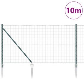 vidaXL Φράκτης  Ευρωπαϊκός με 7 Άγκιστρα 1.2x10 μ Γαλβανισμένος Χάλυβας Πράσινος