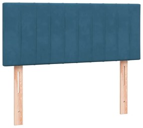 Box Spring κρεβάτι με στρώμα σκούρο μπλε 120x220 cm Βελούδινο - Μπλε