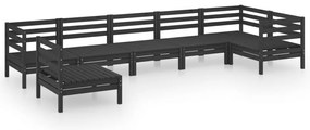 vidaXL Σαλόνι Κήπου Σετ 7 Τεμαχίων Μαύρο από Μασίφ Ξύλο Πεύκου