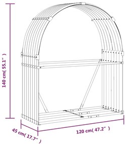 Ξυλοθήκη Ασημί 120x45x140 εκ. από Γαλβανισμένο Ατσάλι - Ασήμι