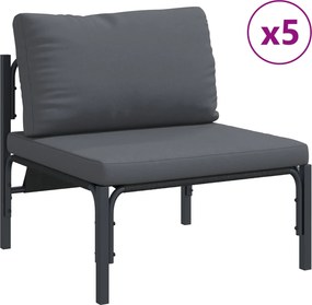 vidaXL Σετ Καναπέ Κήπου με μαξιλάρι 9 pcs Μαύρο Ατσάλι