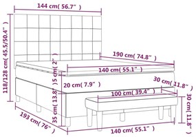 ΚΡΕΒΑΤΙ BOXSPRING ΜΕ ΣΤΡΩΜΑ ΣΚΟΥΡΟ ΓΚΡΙ 140X190 ΕΚ. ΥΦΑΣΜΑΤΙΝΟ 3136590