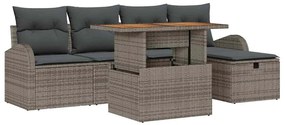 vidaXL Σετ Καναπέ Κήπου 6 pcs Γκρι συνθετικό ρατάν