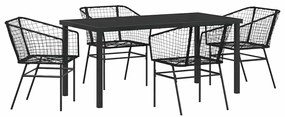 vidaXL Σέτ φαγητού για κήπο 5 pcs Μαύρο συνθετικό ρατάν