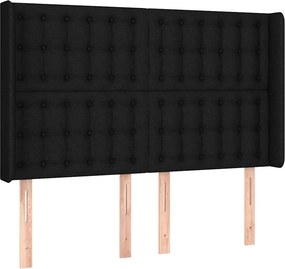 vidaXL Κρεβάτι Boxspring με Στρώμα &amp; LED Μαύρο 140x190 εκ. Υφασμάτινο