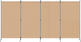 vidaXL 4-Πίνακας Διαχωριστικός Μπεζ 346 x 180 cm Ύφασμα