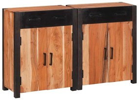 vidaXL Πλαϊνό γραφείο 2 pcs Καφέ 110 x 30 x 75 εκ Μασίφ ξύλο ακακίας