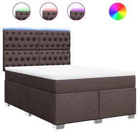 vidaXL Κρεβάτι Boxspring με Στρώμα Σκούρο Καφέ 140x190 εκ. Υφασμάτινο