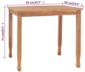 vidaXL Τραπεζαρία Κήπου 85 x 85 x 75 εκ. από Μασίφ Ξύλο Teak