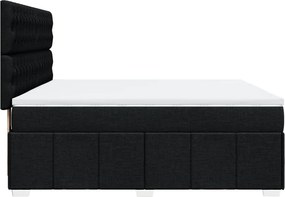 vidaXL Κρεβάτι Boxspring με Στρώμα Μαύρο 180x200 εκ. Υφασμάτινο