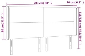 vidaXL Κεφαλάρι Κρεβατιού LED Ροζ 203x16x118/128 εκ. Βελούδινο