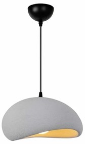 GloboStar® STONE 204-0124 Μοντέρνο Κρεμαστό Φωτιστικό Καμπάνα Μονόφωτο 1 x E27 IP20 Γκρι Πολυστερίνη με Γκρι Ρητίνη - Μ31.5 x Π35 x Υ26cm