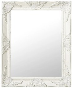 vidaXL Καθρέφτης Τοίχου με Μπαρόκ Στιλ Λευκός 50 x 60 εκ.